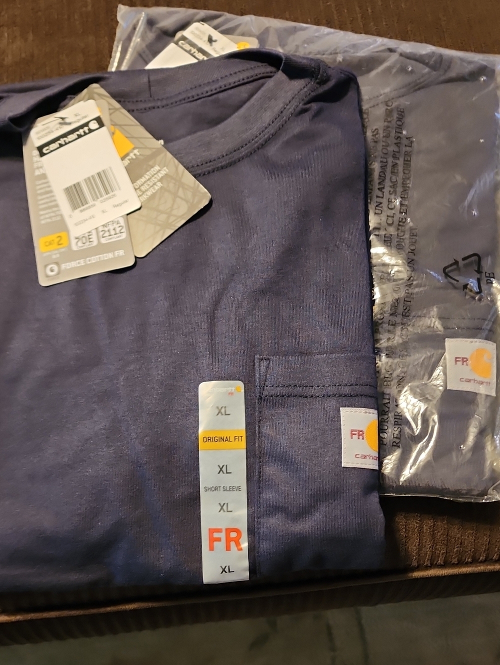 2 Mens CARHARTT FR Flame resistant short sleeve shirts, Size XL